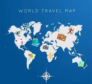环球旅行地图矢量素材图片