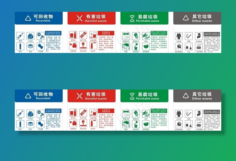 垃圾分类四色标识图片cdr矢量模版下载