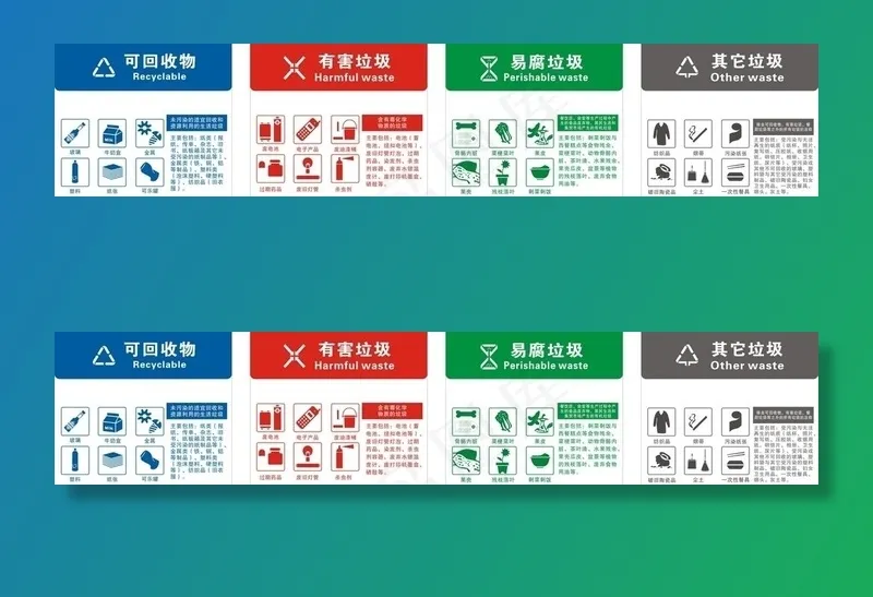 垃圾分类四色标识图片cdr矢量模版下载