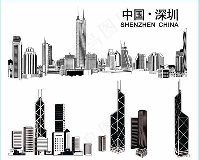 深圳 改革开放 深圳城市 剪影图片