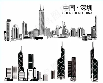 深圳 改革开放 深圳城市 剪影图片