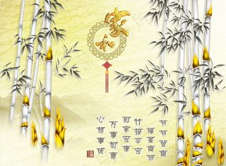 浮雕花 竹子 背景墙图片