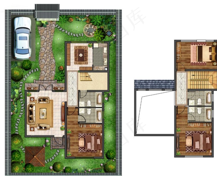 合院户型渲染图图片
