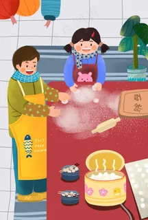 元宵节创意插画图片