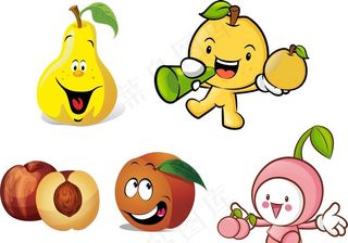 卡通梨 桃子 橙子图片