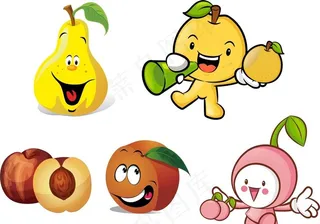 卡通梨 桃子 橙子图片