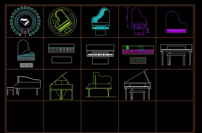 CAD钢琴图例图片