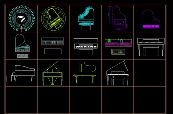 CAD钢琴图例图片