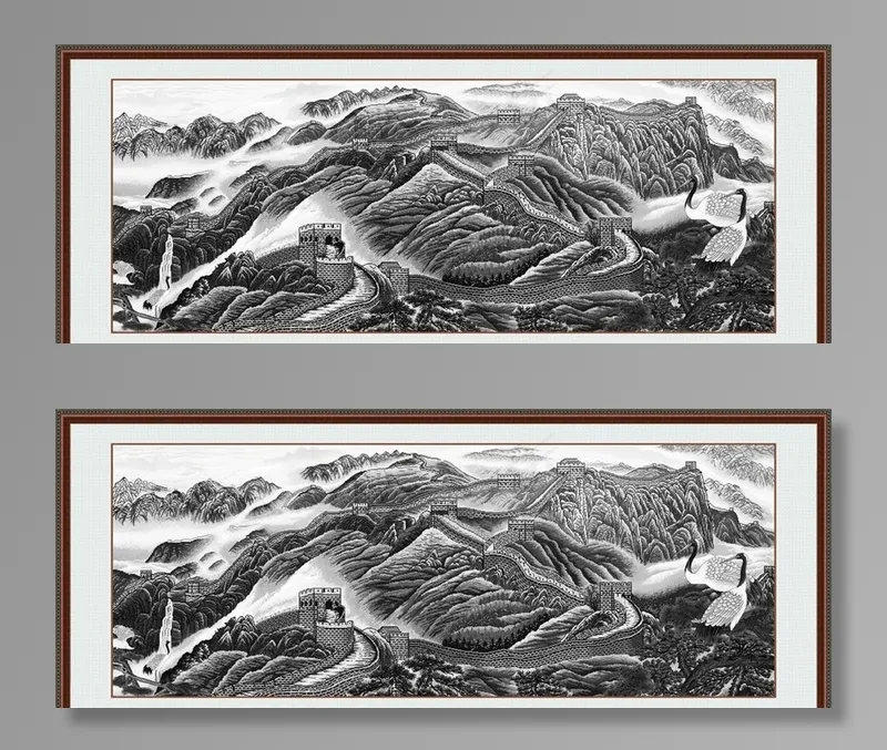 国画长城图片(4252X1772(DPI:300))psd模版下载