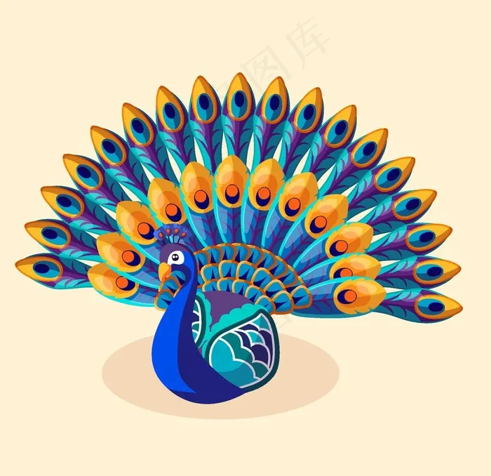 孔雀图片ai矢量模版下载