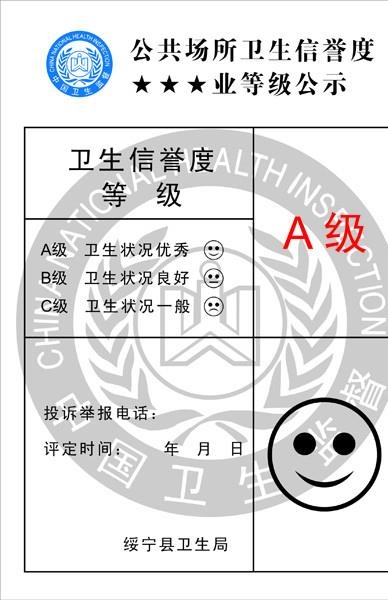公共场所卫生信誉度等级公示图片cdr矢量模版下载