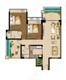 A1户型渲染图片