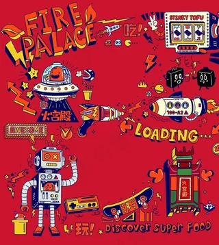 手绘卡通机器人朋克图片