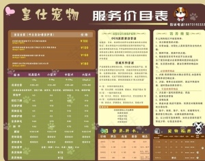 宠物价目表图片