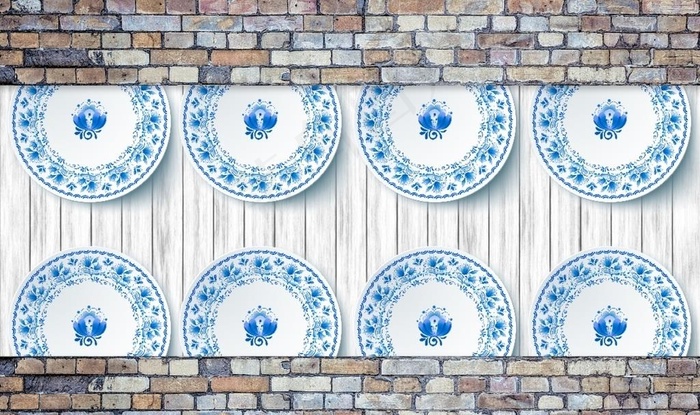 3D立体青花瓷砖墙背景墙图片(9071X5669(DPI:72))psd模版下载