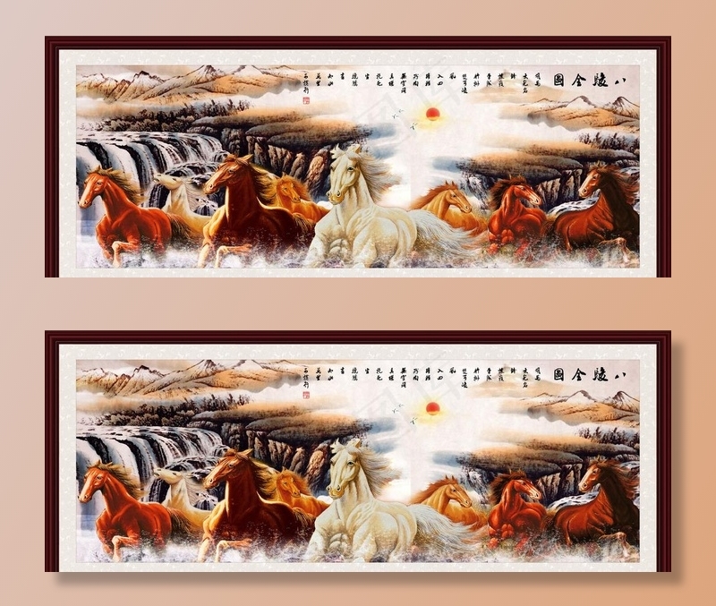 马到功成 八骏雄风图片(7087X2953(DPI:300))psd模版下载