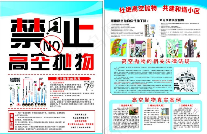 禁止高空抛物 单页图片(210X297)cdr矢量模版下载