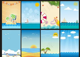卡通海洋背景 卡通夏日清新背景图片