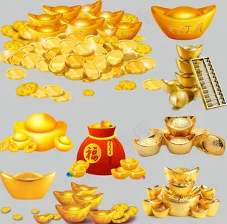 金币 元宝 钱袋  算盘元宝图片