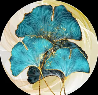 银杏叶圆形装饰画图片