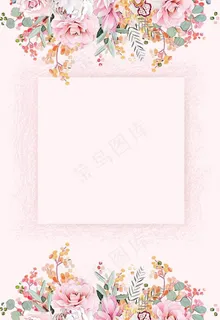 矢量水彩手绘花朵边框背景图片