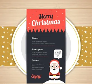 创意餐盘上的圣诞菜单图片