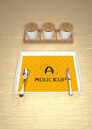 餐厅托盘样机图片