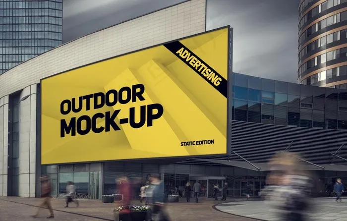 户外大屏广告展示样机图片(4000X2670(DPI:300))psd模版下载