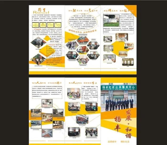 杨丰社区提质提档工作三折页图片(1000X650)cdr矢量模版下载