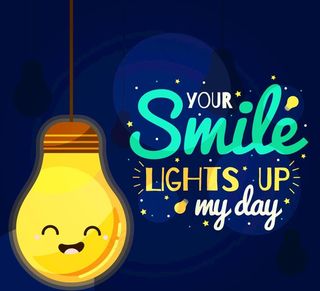 可爱灯泡微笑隽语矢量素材图片
