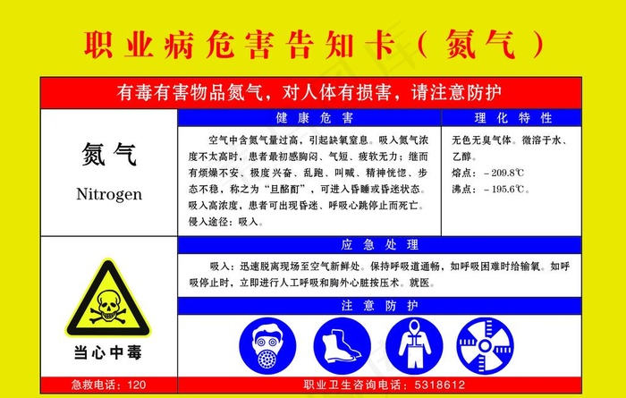 职业病危害告知卡 氮气图片psd模版下载