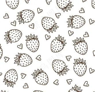 夏日水果小清新手绘线条草莓图片
