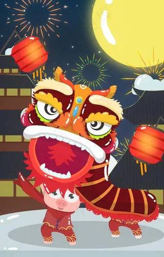 元宵节创意插画图片