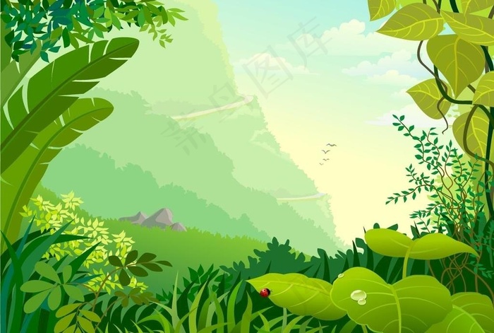 卡通森林背景图片ai矢量模版下载