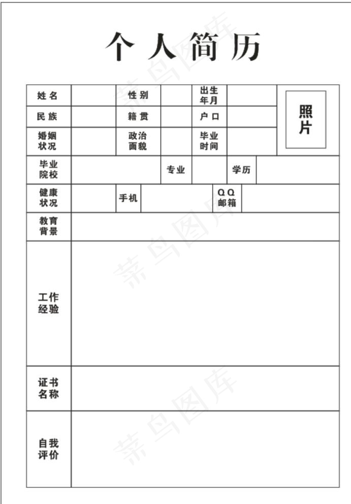 个人简历简单版面矢量图图片cdr矢量模版下载