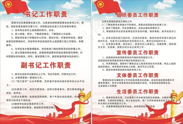 团委工作职责图片(1000X700)cdr矢量模版下载