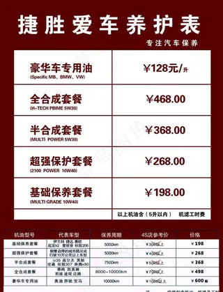 汽修 养护表 保养图片