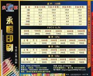 印刷报价单图片