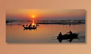 微山湖黄昏风景图片