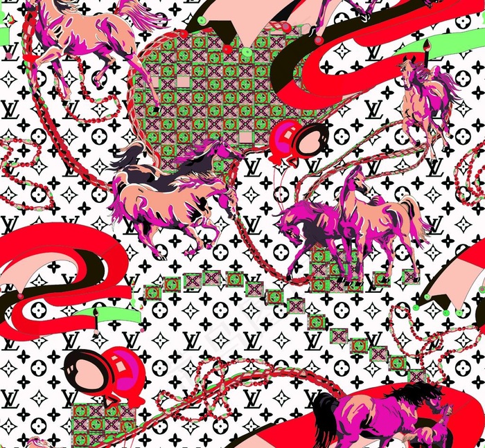 大牌印花 方巾 链条图片