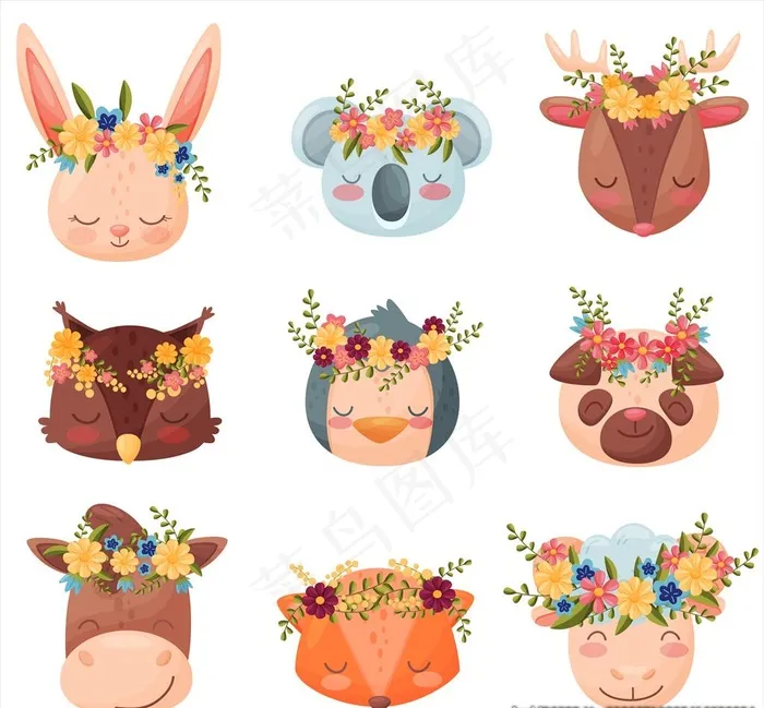 卡通动物图片ai矢量模版下载