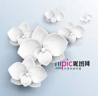 创意微立体白色花朵素材图片