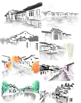 水墨江南素材图片