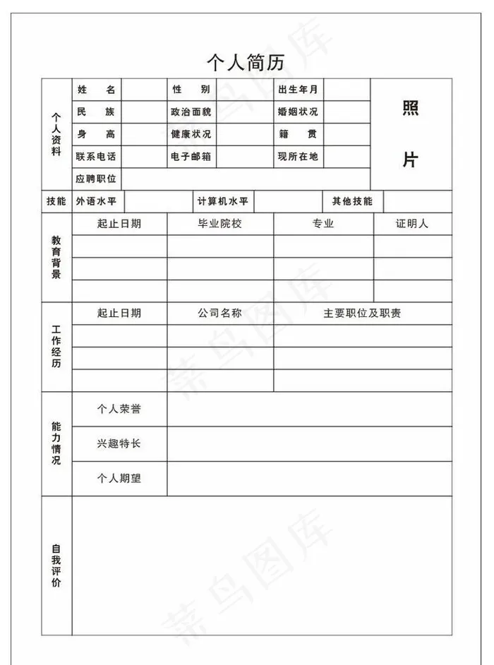 个人简历模板图片cdr矢量模版下载