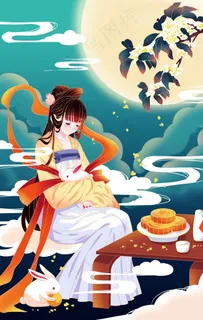 中秋嫦娥传统国风插画素材图片 中秋嫦娥传统国风插画素材图片