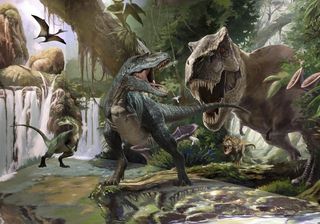 复古侏罗纪恐龙背景墙图片