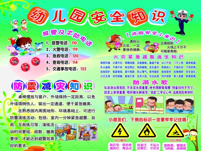 幼儿园安全知识版面图片(5512X4331(DPI:100))psd模版下载