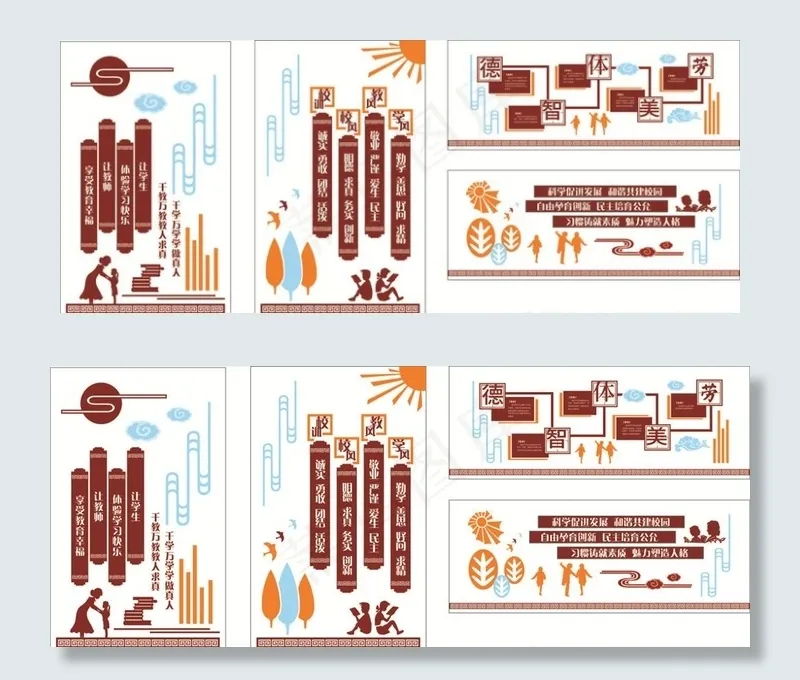 学校文化墙 学校展板 校园宣传图片cdr矢量模版下载