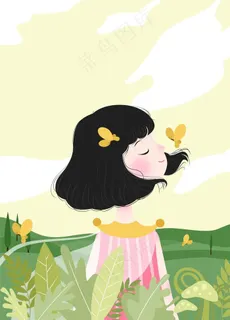 女孩卡通背景图片