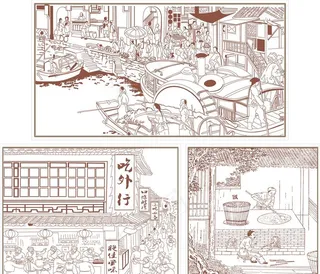 古代市集壁画图片